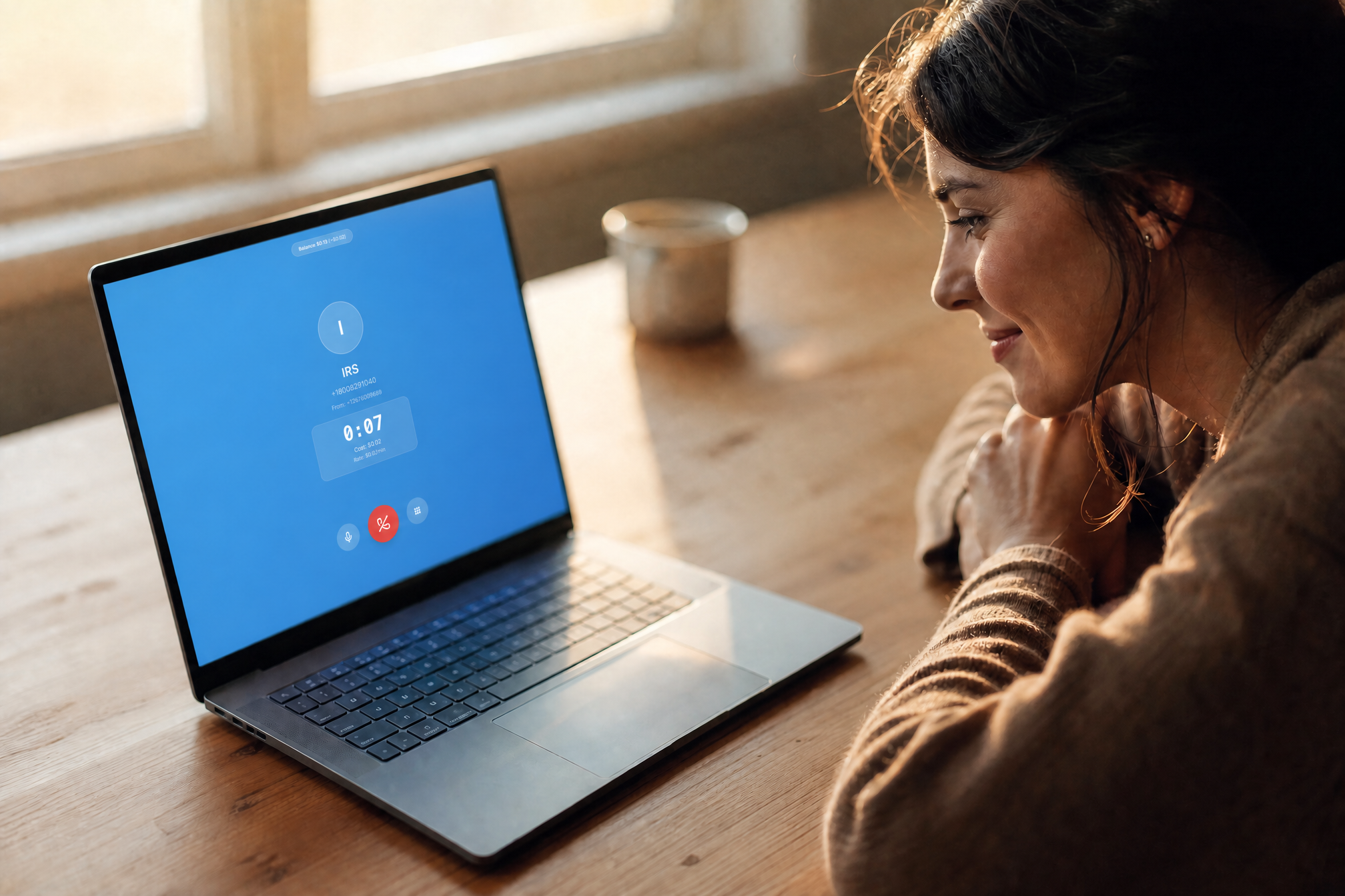 Phone and laptop on the same call